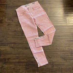 Zara Skinny Striped Jeans Ankle Zip